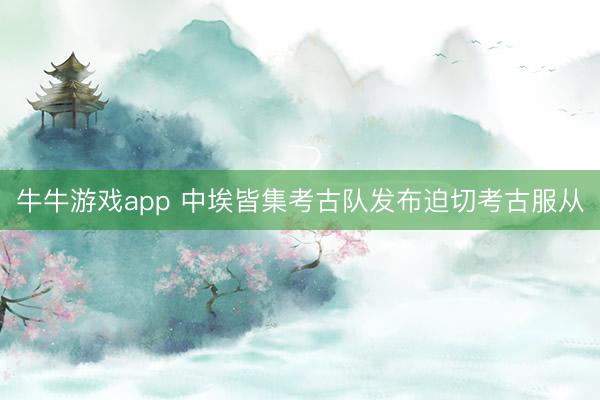 牛牛游戏app 中埃皆集考古队发布迫切考古服从