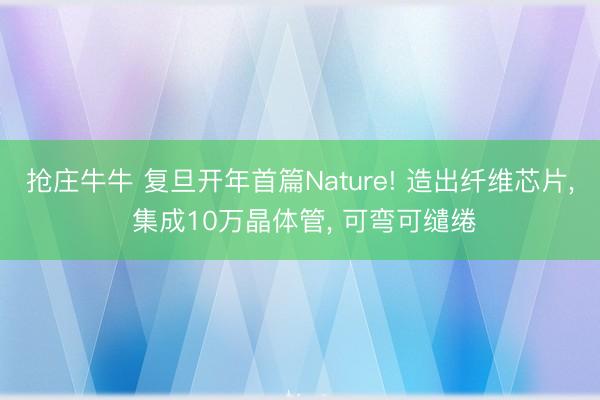 抢庄牛牛 复旦开年首篇Nature! 造出纤维芯片, 集成10万晶体管, 可弯可缱绻