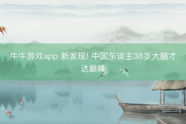 牛牛游戏app 新发现! 中国东谈主38岁大脑才达巅峰