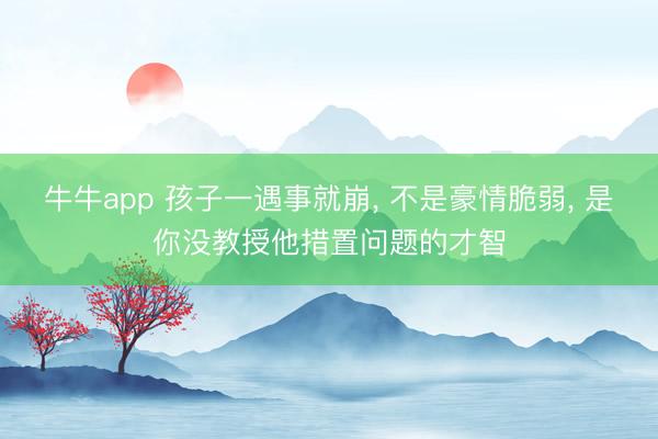 牛牛app 孩子一遇事就崩, 不是豪情脆弱, 是你没教授他措置问题的才智