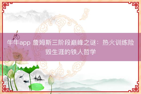 牛牛app 詹姆斯三阶段巅峰之谜：热火训练险毁生涯的铁人哲学