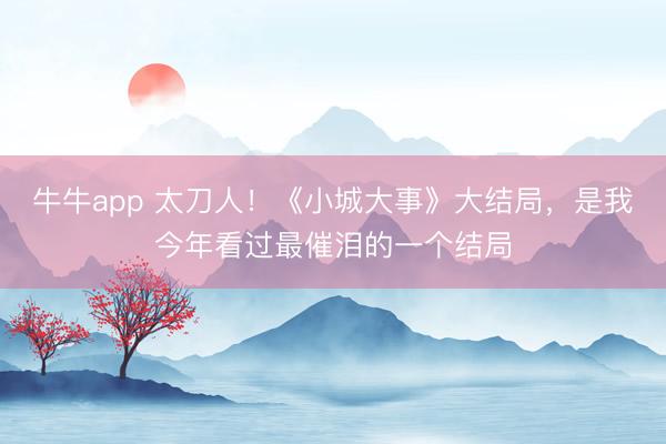 牛牛app 太刀人！《小城大事》大结局，是我今年看过最催泪的一个结局