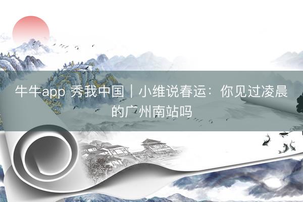 牛牛app 秀我中国｜小维说春运：你见过凌晨的广州南站吗