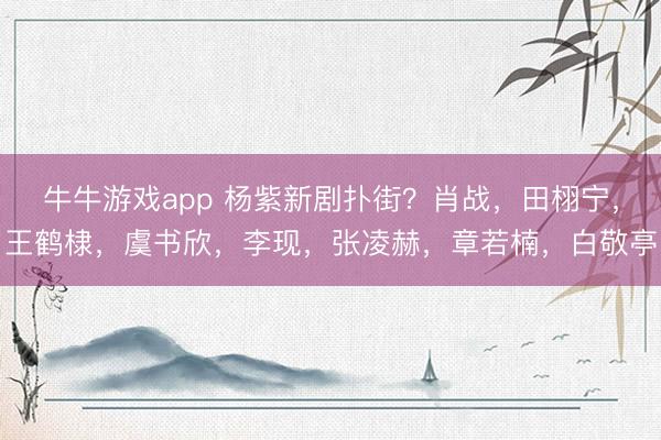 牛牛游戏app 杨紫新剧扑街？肖战，田栩宁，王鹤棣，虞书欣，李现，张凌赫，章若楠，白敬亭