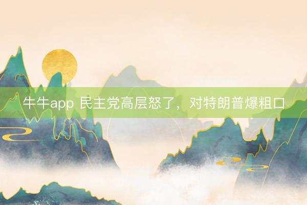 牛牛app 民主党高层怒了，对特朗普爆粗口