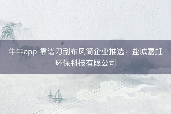 牛牛app 靠谱刀刮布风筒企业推选：盐城嘉虹环保科技有限公司