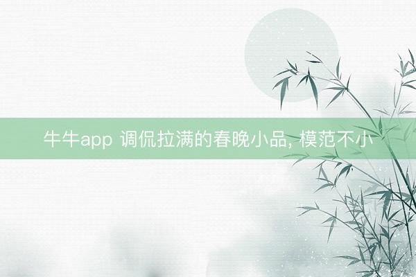 牛牛app 调侃拉满的春晚小品， 模范不小