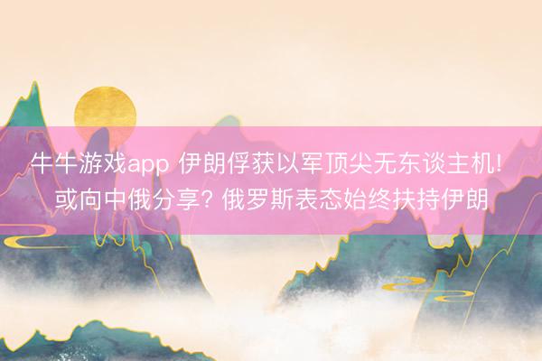 牛牛游戏app 伊朗俘获以军顶尖无东谈主机! 或向中俄分享? 俄罗斯表态始终扶持伊朗