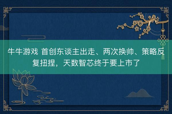 牛牛游戏 首创东谈主出走、两次换帅、策略反复扭捏,天数智芯终于要上市了