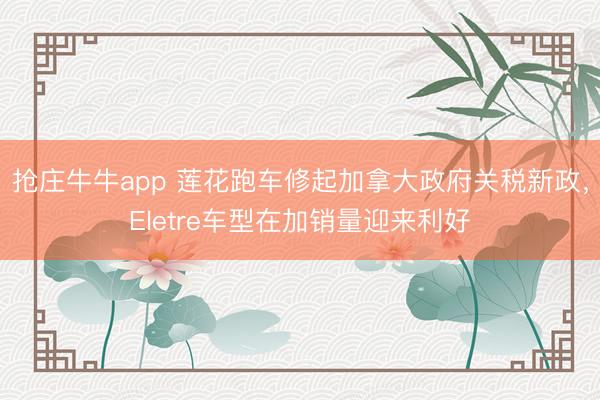 抢庄牛牛app 莲花跑车修起加拿大政府关税新政，Eletre车型在加销量迎来利好