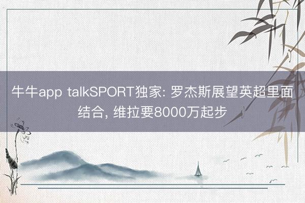 牛牛app talkSPORT独家: 罗杰斯展望英超里面结合, 维拉要8000万起步