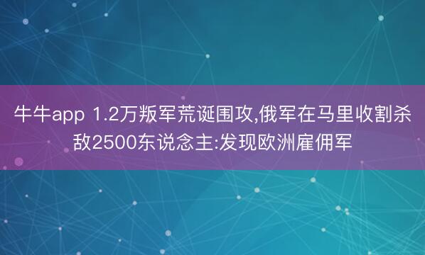 牛牛app 1.2万叛军荒诞围攻，俄军在马里收割杀敌2500东说念主:发现欧洲雇佣军