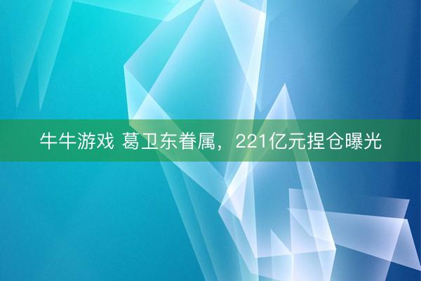 牛牛游戏 葛卫东眷属，221亿元捏仓曝光