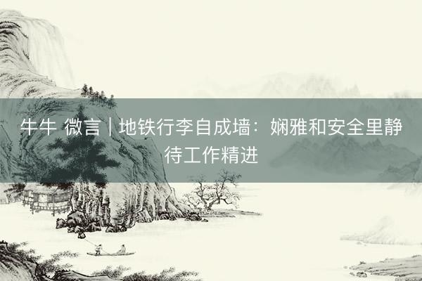 牛牛 微言 | 地铁行李自成墙：娴雅和安全里静待工作精进