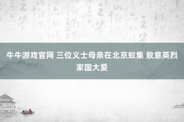 牛牛游戏官网 三位义士母亲在北京蚁集 致意英烈家国大爱