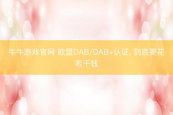 牛牛游戏官网 欧盟DAB/DAB+认证， 到底要花若干钱